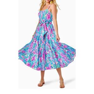 Lilly Pulitzer Edith Midi Dress Sea Turtle Soiree no belt Size 12